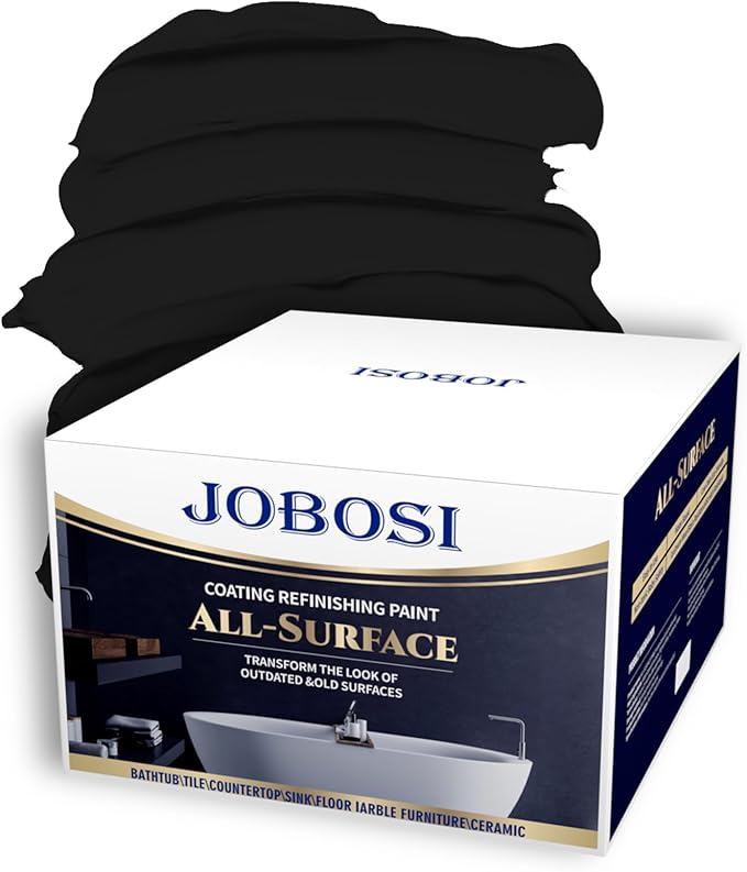 Waterbased Tile Paint and Tile Refinishing Kit 32.0 Fl Oz/50-55sq.ft Bathtub Bathroom wallPaint, Easy of Usecountertop sink Paint-Resurfacing Sink Tub waterproof Kitchen Countertop, Low Odor No Toxic (black)