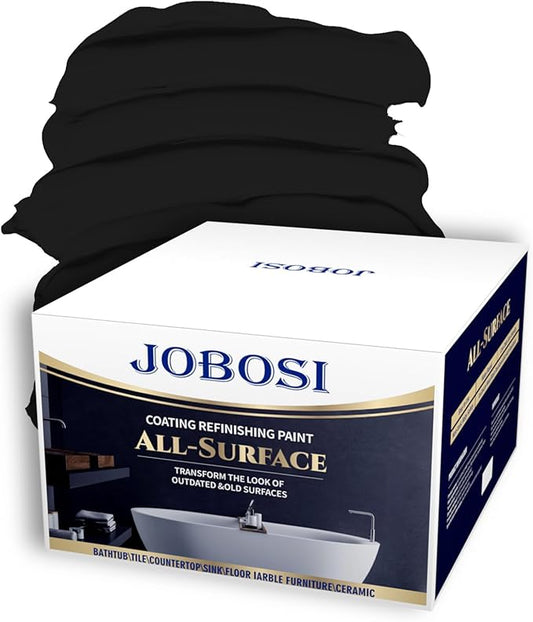 Waterbased Tile Paint and Tile Refinishing Kit 32.0 Fl Oz/50-55sq.ft Bathtub Bathroom wallPaint, Easy of Usecountertop sink Paint-Resurfacing Sink Tub waterproof Kitchen Countertop, Low Odor No Toxic (black)