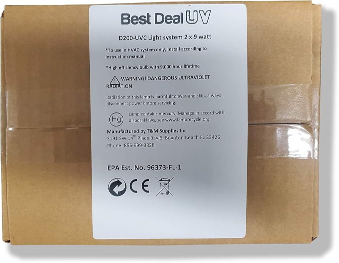 D200 Dual lamp Air Purifier Whole House Filter Uv Light in Duct for Hvac Ac (Air Conditioning) Duct Germicidal