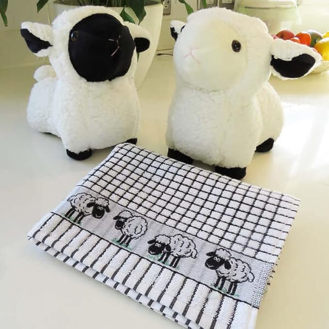 Samuel Lamont Poli Dri Tea Towels - Set of 3 100% Cotton 27.5 x 19 Inch (Sheep)