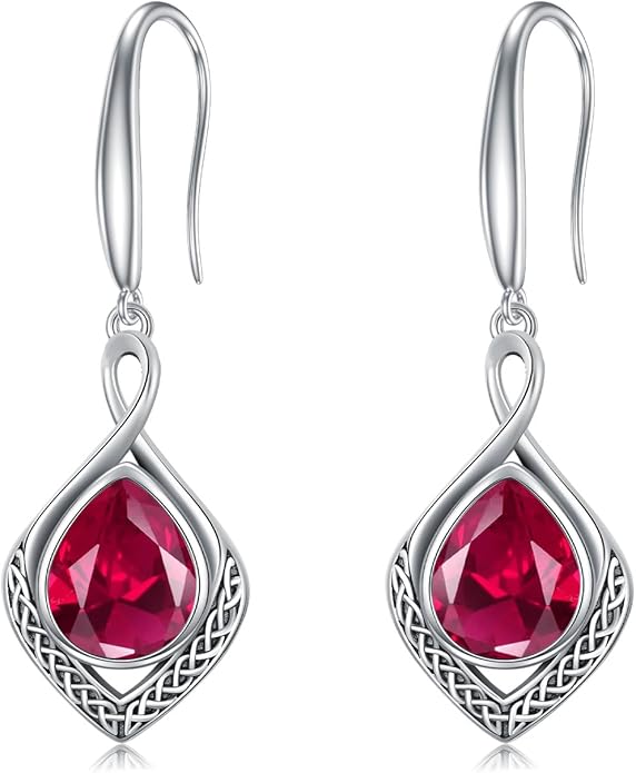 PELOVNY Celtic Knot Filigree Earrings for Women 925 Sterling Silver Moss Agate/Birthstone Infinity Earrings Birthday Christmas Jewelry Gifts for Mom Daughter Wife Sister