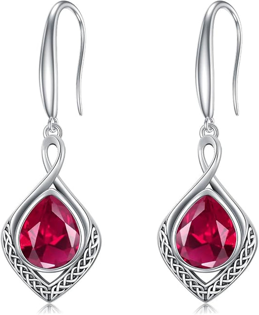 PELOVNY Celtic Knot Filigree Earrings for Women 925 Sterling Silver Moss Agate/Birthstone Infinity Earrings Birthday Christmas Jewelry Gifts for Mom Daughter Wife Sister