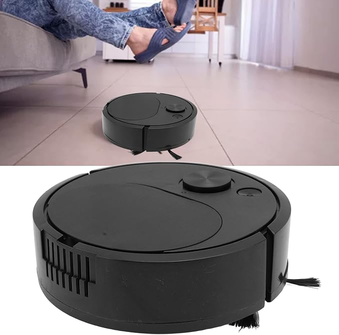 Robot Vacuum Cleaner,Multifunctional Vacuums Robotic Vacuums USB Charging Mini Smart Sweeping Robot Ideal for Hard Floors Pet Hair Carpets (Black)
