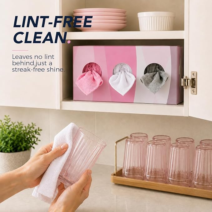 UNIMADE Microfiber Cleaning Cloth, 150 Pack Reusable Paper Towels Microfiber Towels for Cars Lint Free Shop Rags with Box for Home Kitchen Automotive, 11"x 9", White & Grey & Pink