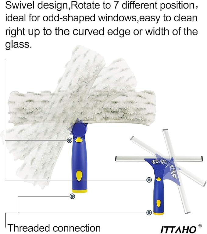 ITTAHO Extendable Window Squeegee Cleaning Tool, and Sponge Window Cleaner