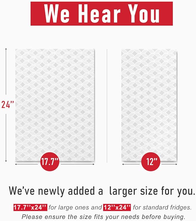 Cooyes Refrigerator Liners, Non-Slip Fridge Liners Washable, Absorbent Refrigerator Shelf Liner for Kitchen Cabinets, Non-Adhesive Refrigerator Mats Fridge bin Liners 12" x 360", Gray