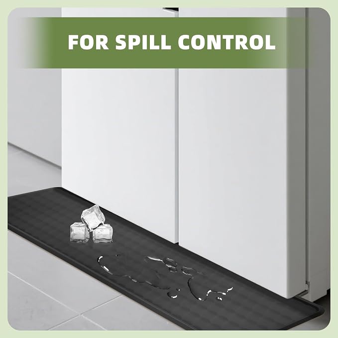 Refrigerator Spill Mat, 37.5 X 8.5 Fridge Mat Silicone Drip Tray Catcher for Washing Machine Refrigerator Spill Liner Floor Protector Anti-Slip