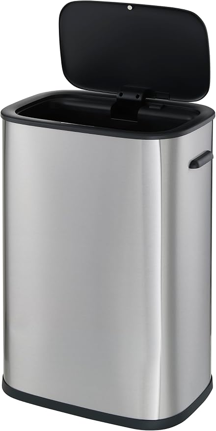 Casa Andrea Milano 14.5-Gallon Soft-Close, Smudge Resistant Trash Can with Automatic Touchless Motion Sensor, Large and Space-Saving