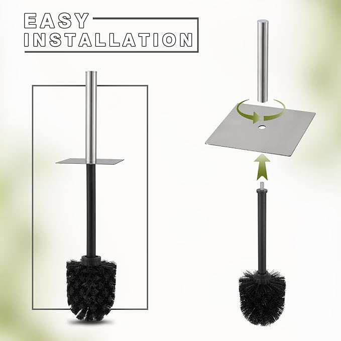 White Toilet Bowl Brush and Holder for Bathroom，Resin Toilet Brush and Holder Set with Stainless Steel Handle，Deep Cleaning Modern Toilet Cleaner Brush -Space Saving, Covered Brush