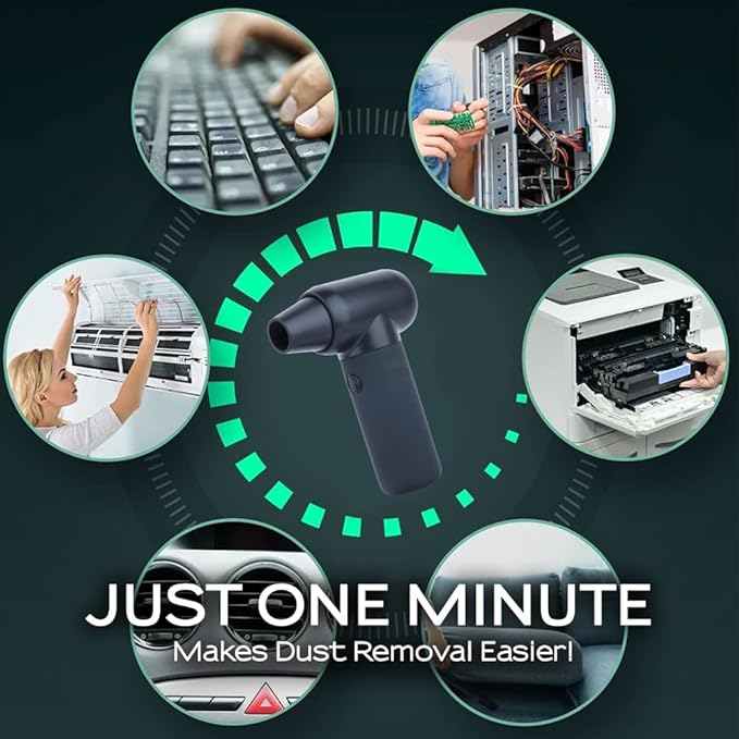 Compressed Barber Air Duster,110000RPM Cordless Vacuum Cleaner, Electric Mini Air Duster for Hair Barber, for Cooling, Cleaning,Salon,Home, Type-C, Black