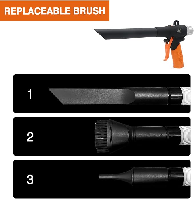 Function Power Vacuum,WP WORKPAD Blow/Suction Dual-purpose Dust Blowing Gun Pneumatic Cleaning Tool with Different Nozzle Attachments