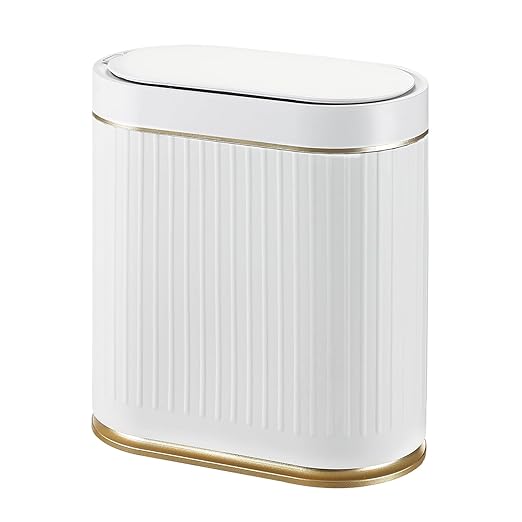 SYNCVIBE Bathroom Trash Can with Lid Automatic 2 Gallon Motion Sensor Garbage Bin, 7.5 Liter Smart Trash Bin Bathroom Decor, Plastic Garbage Can, Narrow Trash Can for Bedroom, Office, Living Room