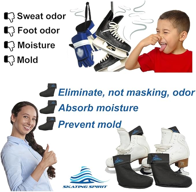 Odor Eliminator Moisture Absorber (1 pair) for Ice Skates, Roller Skates, Hockey Skates, Ski Boots, Work Boots, Sneakers