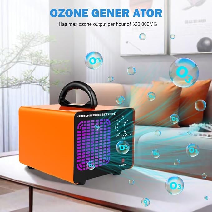 Ozone Generator 320,000mg/h, Ozone Machine Odor Removal Ozone Odor Eliminator Ozonator Air Ionizer Deodorizer for Home/Car/Smoke/Pet Odor