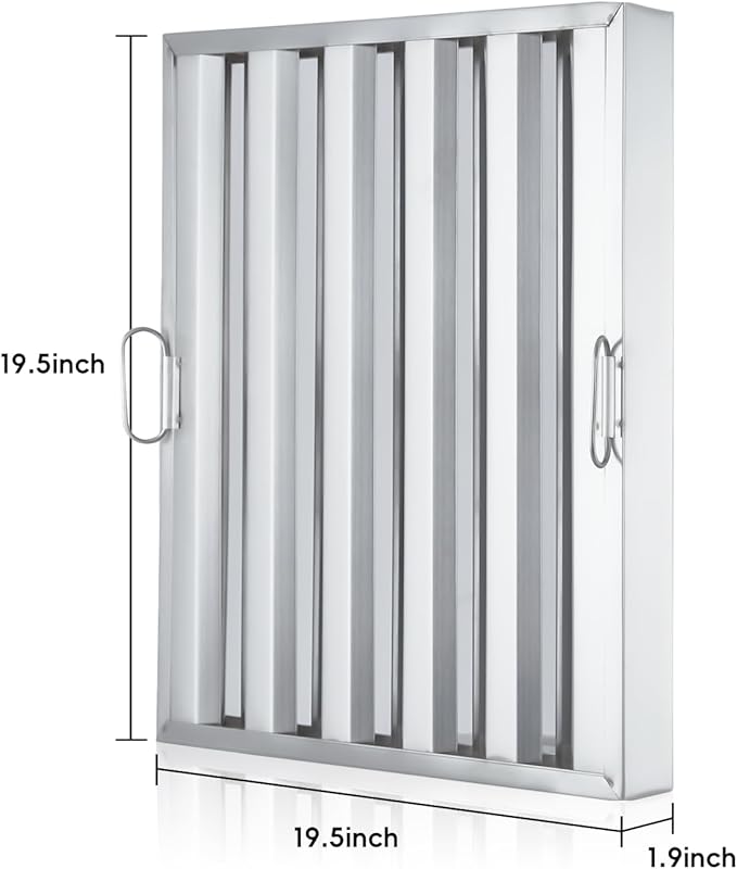 GAOMON Hood Filter 19.5W x 19.5H Inch, 5 Grooves Commercial Kitchen Range Hood Filter, 430 Stainless Steel, For Grease Rated Commercial Kitchen Exhaust Hoods, 6-Pack