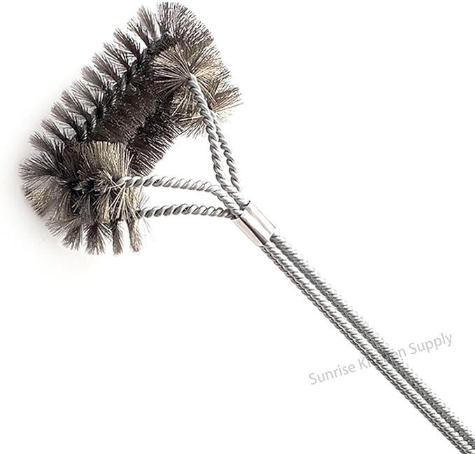 SUNRISE Fryer Brush with Long Handle (Stainless Steel, Double Brush)