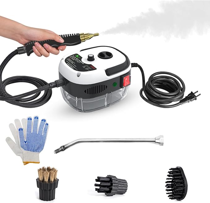 Steam Cleaner,2500W High Temperature Pressurized Steam Cleaner,Portable Steam Cleaning Machine,10S Fast Heating,with 3 Brush Heads