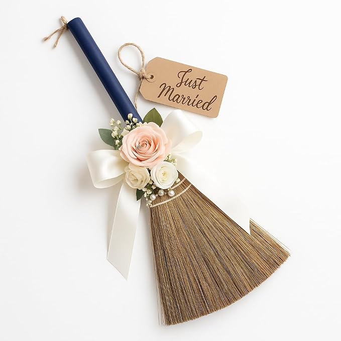 Handmade Whisk Sweeping Broom - Brooms for Wedding Jumping Ceremony Halloween DIY Decoration - Vietnamese Straw Soft Broom - 12.2" Width, 28.35" Length