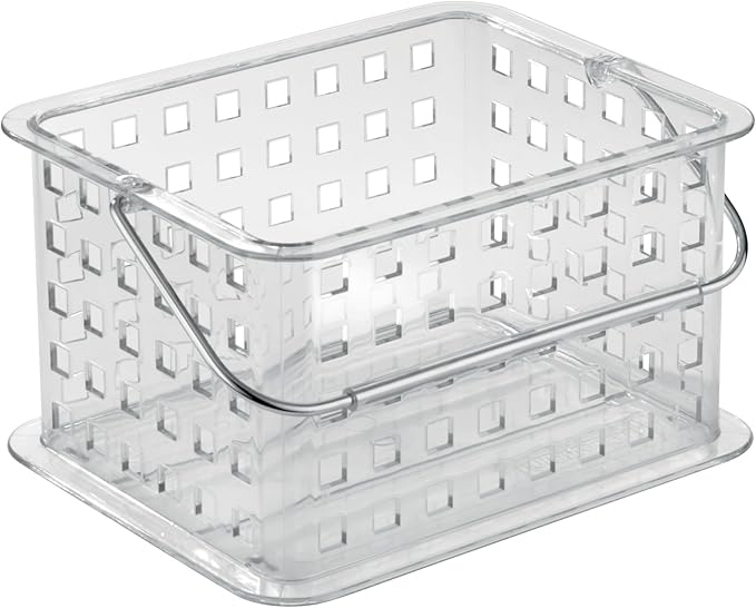 iDesign Small Clear Shower Caddy with Handle, Portable Shower Organizer for Dorm or Bathroom