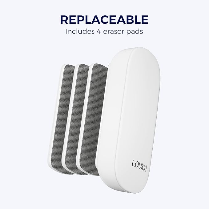 LOUKIN Whiteboard Accessories Bundle | Replaceable Magnetic Dry Erase Eraser (White) & Whiteboard Cleaner (3.4 fl oz) & Magnetic and Adhesive Marker Holder (White)