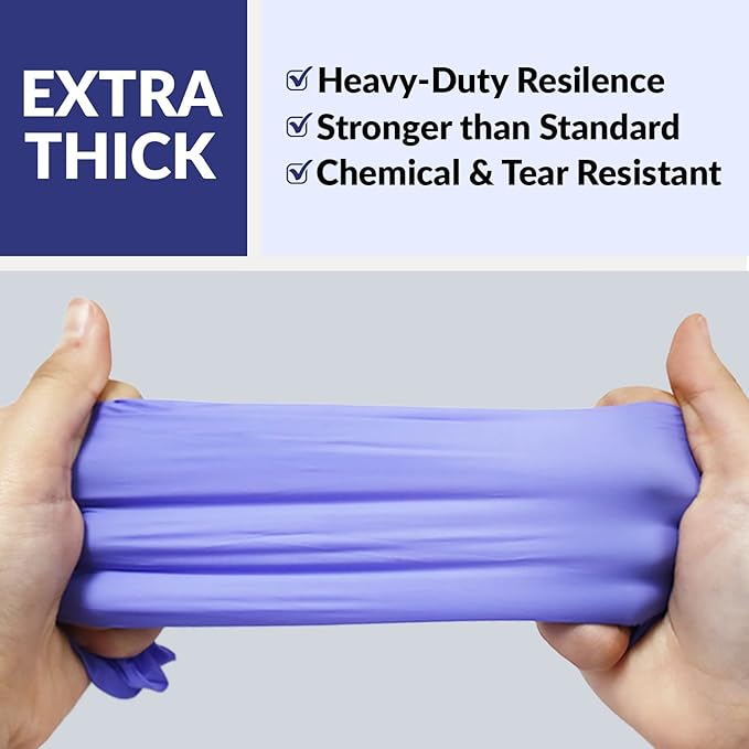 Klex Nitrile Exam Gloves - Medical Grade, Powder Free, Rubber Latex Free, Food Safe, Lavender