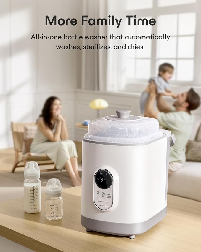 Baby Bottle Washer Pro, Sterilizer & Dryer — Wash 6 Bottles at Once, All-in-One Washer Machine for Bottles, Pump Parts & Baby Essentials – Replaces Hand Washing, Time-Saving for Busy Parents