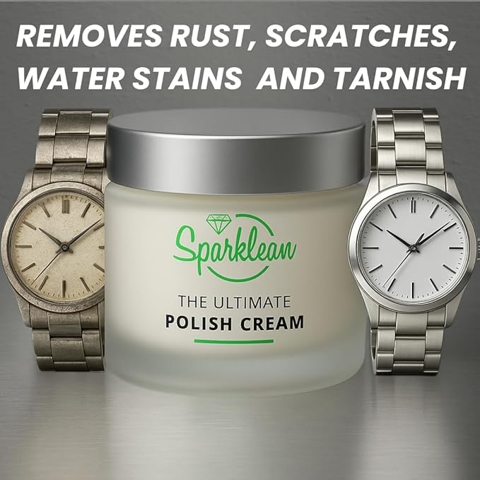 SPARKLEAN Jewelry & Watch Polishing Cream · Silver Polish + Tarnish Remover · Mirror Shine on Solid Gold, Sterling, Brass, Copper, Chrome, Stainless · Made in USA Since 2000 (2 oz)