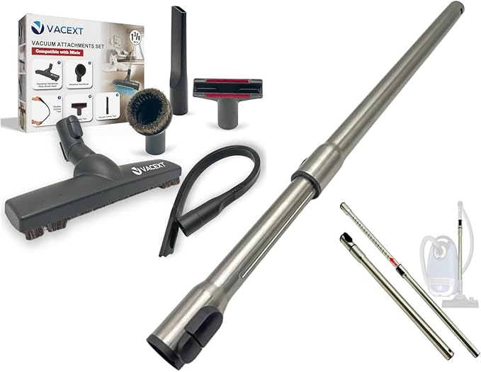 For Miele Vacuum Attachments Accessories 1-3/8'' plus Stainless Steel Vacuum Extension Wand Compatible with Miele C1 C2 C3 Vacuum Cleaners - Household Cleaning Attachment Kit