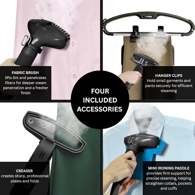 SALAV® Professional Standing Garment Steamer with Retractable Power Cord, Foot Pedal Control, Wheels for Easier Movement (Gold)