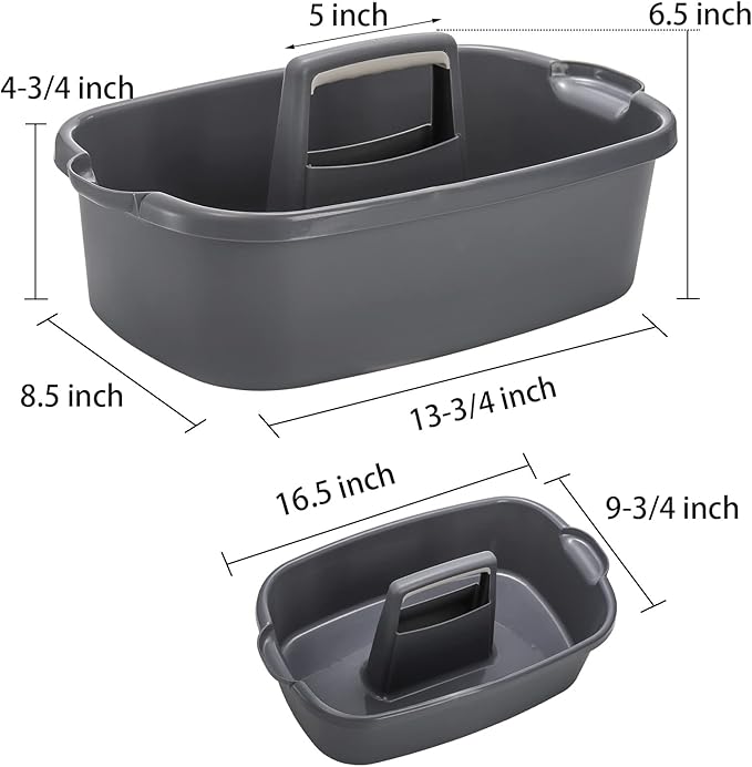TOPZEA 2 Pack Cleaning Supplies Caddy, Large Plastic Cleaning Supply Organizer Bin with Handle, Cleaning Bucket Housekeeping Shower Tote Caddy Under Sink Tool Storage Basket for Dorm, Garden, Bathroom