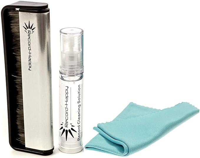Vinyl Record Cleaner Solution Kit – Premium LP Cleaning Fluid and Carbon Fiber Brush 6.7oz Spray and Microfiber Anti Static Cloth for your Prized Album Collection