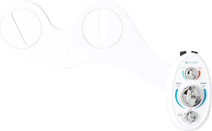 Brondell Bidet Left Hand Bidet Attachment SouthSpa Dual Temperature and Dual Nozzle - control panel on left side - Dual Temperature for warm water wash with Dual Positionable Nozzles, LH-22