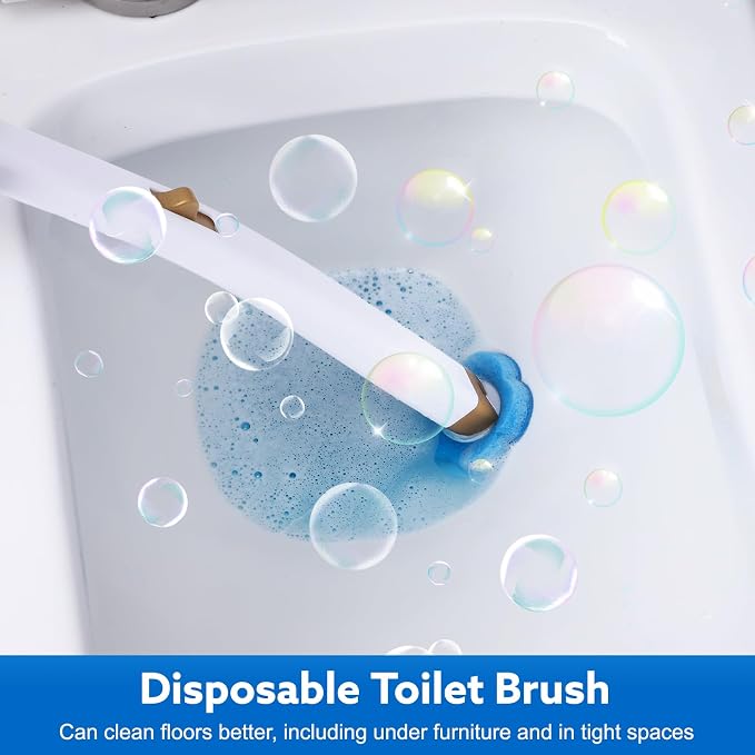 Disposable Toilet Brush with 48 Refills, Bowl Toilet Brush with Wall Mounted Holder, Limescale Remover Cleaning for Hygienic Bathroom Cleaning