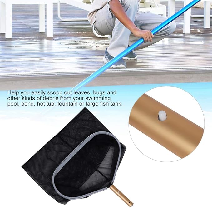 Leaf Skimmer Net for Swimming Pool, Pool Skimmer Net with Fine Mesh Rake, Heavy Duty Leaf Removal Tool Compatible with Telescopic Pole for Pool Pond Hot Tub Fountain