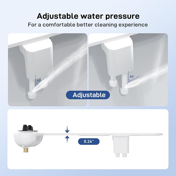 GarveeHome Bidet Attachment for Toilet, Dual Self-Cleaning Nozzles with Rear and Feminine Wash, Adjustable Spray Pressure, Easy Installation Hygienic Bathroom Accessory, Gunmetal