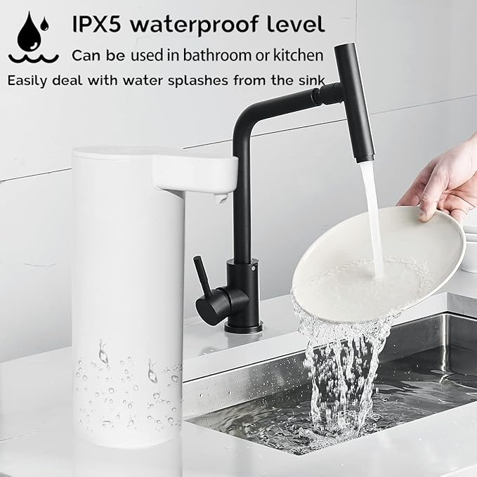 Automatic Soap Dispenser, Auto Touchless Hand Soap Dispenser White, IPX5 Waterproof Sanitizer Dispenser for Bathroom Countertop, 9oz/270ML (Battery Type)