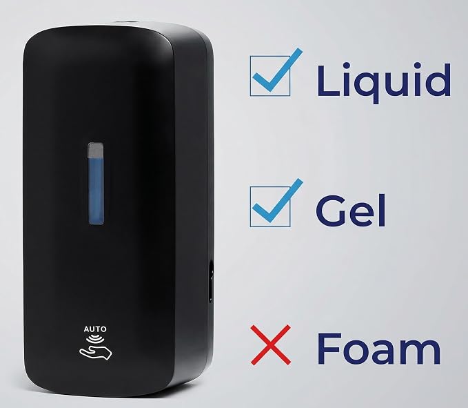 Automatic Soap Dispenser (2-Pack) with Extra Large 40 oz. Capacity (Liquid/Gel) - Wall Mounted Hand Soap or Touchless Hand Sanitizer Unit for Commercial or Home Bathrooms - ADA Compliant (Black)