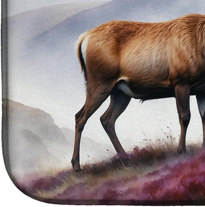 Caroline's Treasures Highland Red Deer Dish Drying Mat Absorbent Dish Drying Mat Pad for Kitchen Counter Dish Drainer Mat for Countertop, 14 x 21", Multicolor
