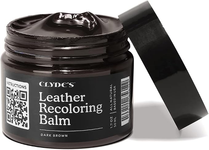 Clyde's™ Leather Company Leather Recoloring Balm – Color Restore & Scratch Repair Kit for Faded Leather Furniture, Car Seats, Sofa & Vinyl | 23 Colors | Non-Toxic Dye