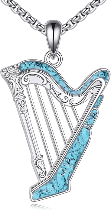 Music Necklace Sterling Silver Turquoise Music Pendant Necklace Music Lovers Jewelry Gifts for Women Girls
