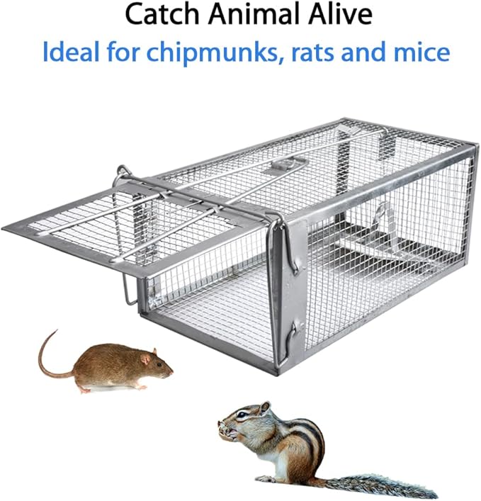 Gingbau Rat Chipmunk Trap Humane Live Mouse Vole Cage Trap