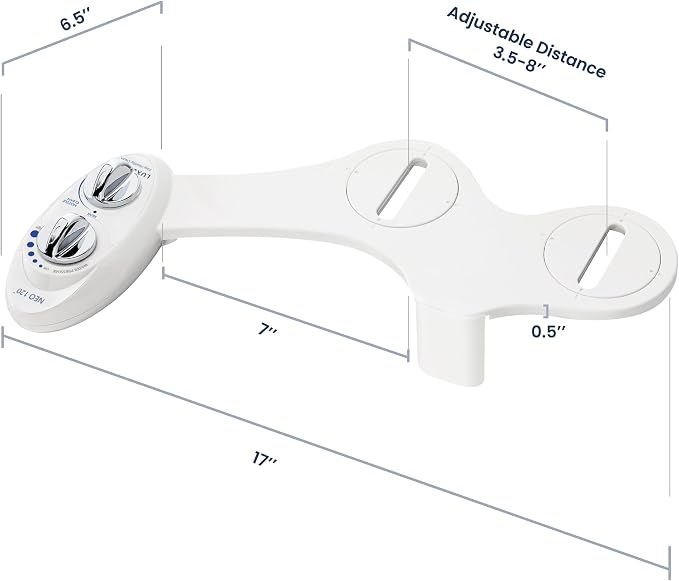 LUXE Bidet NEO 120 - Single Nozzle, Self-Cleaning, Non-Electric Bidet Attachment for Toilet Seat, Adjustable Water Pressure, Rear Wash (White)