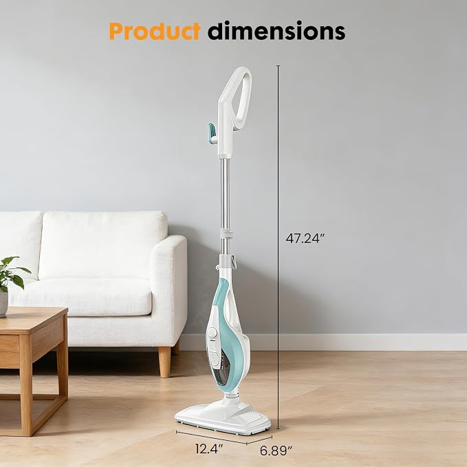 14-in-1 Steam Mop, 1550W Detachable Handheld Steam Cleaner for Floor Cleaning, 16.4 FT Cord, 2 Washable Pads, Multi-Purpose Floor Steamer for Hardwood, Carpet, Tile, Grout