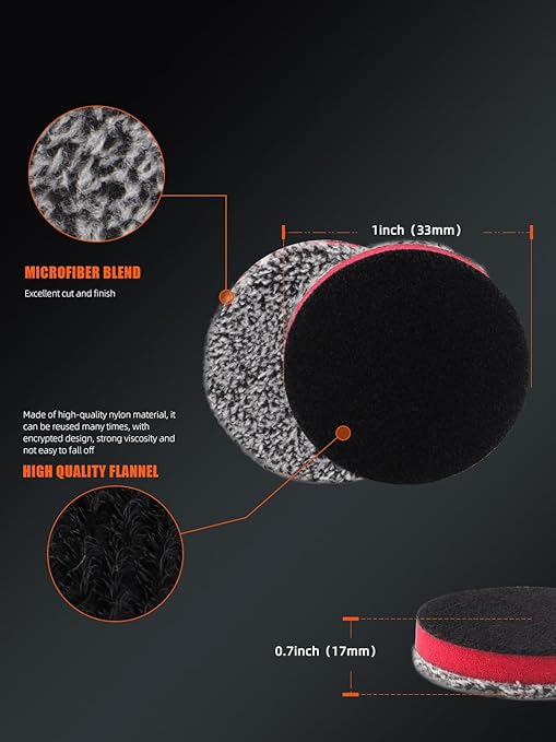 SPTA 2" Microfiber Cutting Pads 10 Pack, Heavy Cutting and Polishing, Microfiber Finishing Disc for Waxing and Polishing&Scratch and Vortex Removal Pad, Ultrafine Fiber Pad