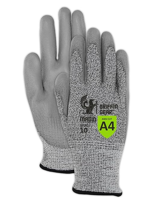 MAGID Griffin Gear ANSI A4 Liquid Repellent Nitrile Work Gloves , 48 Pairs, Size 9/Large, GPD452