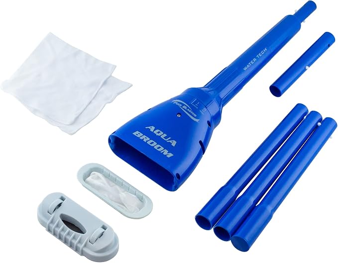 POOL BLASTER Aqua Broom Ultra Cordless Pool & Spa Vacuum w/Pole Set for Sand, Silt & Small Debris, Battery-Powered Handheld Hoseless - for Hot Tubs and Tight Spaces in Inground & Above Ground Pools