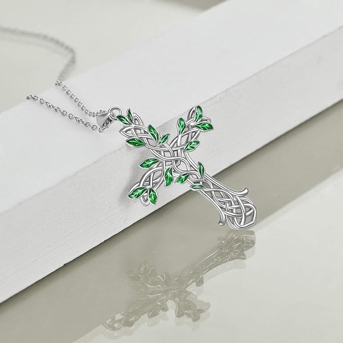 ONEFINITY Religious Cross Pendant Necklace Sterling Silver Origami Cross Pendant Gifts for Women Men Jewelry