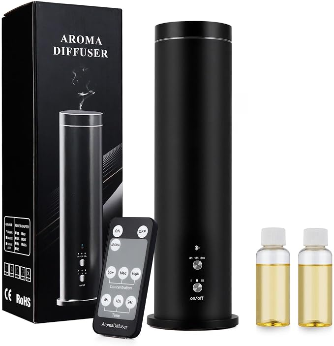 Waterless Scent Diffuser Starter Kit: Aroma Aromatherapy Diffuser | 100ml Cordless Rechargeable APP Smart Remote Control Home Hotel 1000 Sq Ft. Coverage 2 Essential Oils