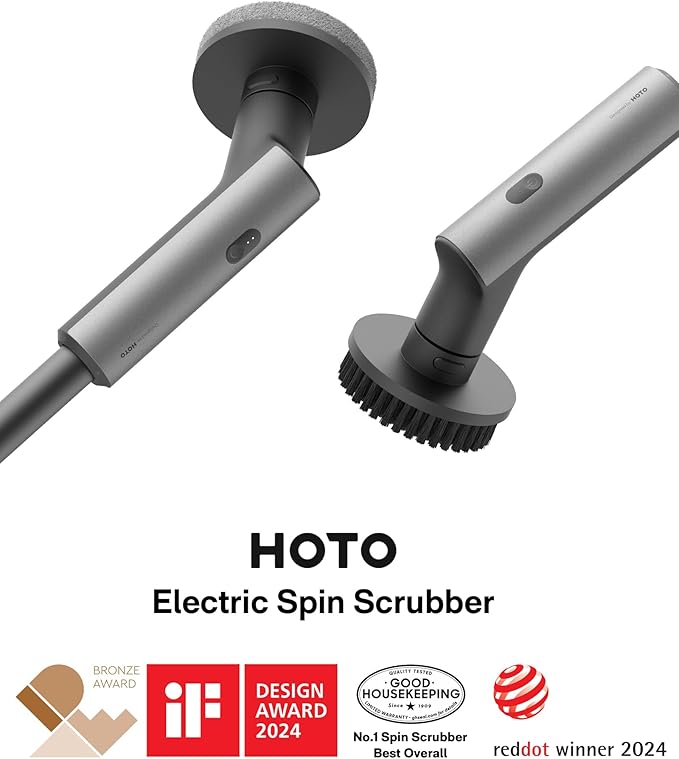 Hoto Electric Spin Scrubber Bundle with 1 Pcs Dome Replacement Brush Heads