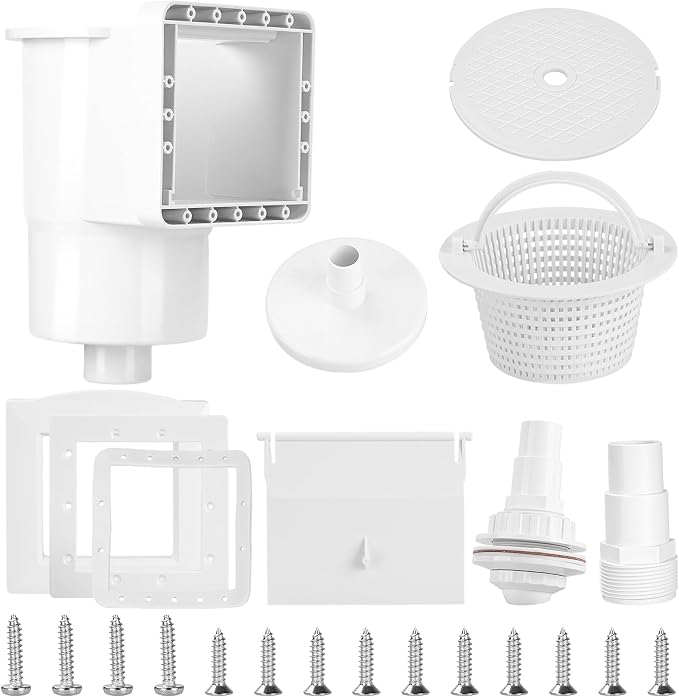 SP1091LX Universal Above Ground Pool Skimmer Kit, 6-Inch Thru-Wall Surface Skimmer Replacement for Hayward SP1090, SP1091ES, SP1095ES, Complete Set with Basket, Weir Door and Accessories